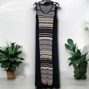 Spense Black and Brown Striped Maxi Dress